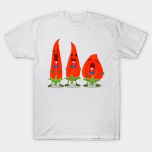 Cute singing chilli trio cartoon characters T-Shirt